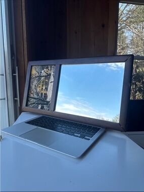 Wood Frame Mirror with Picture Insert - Brown